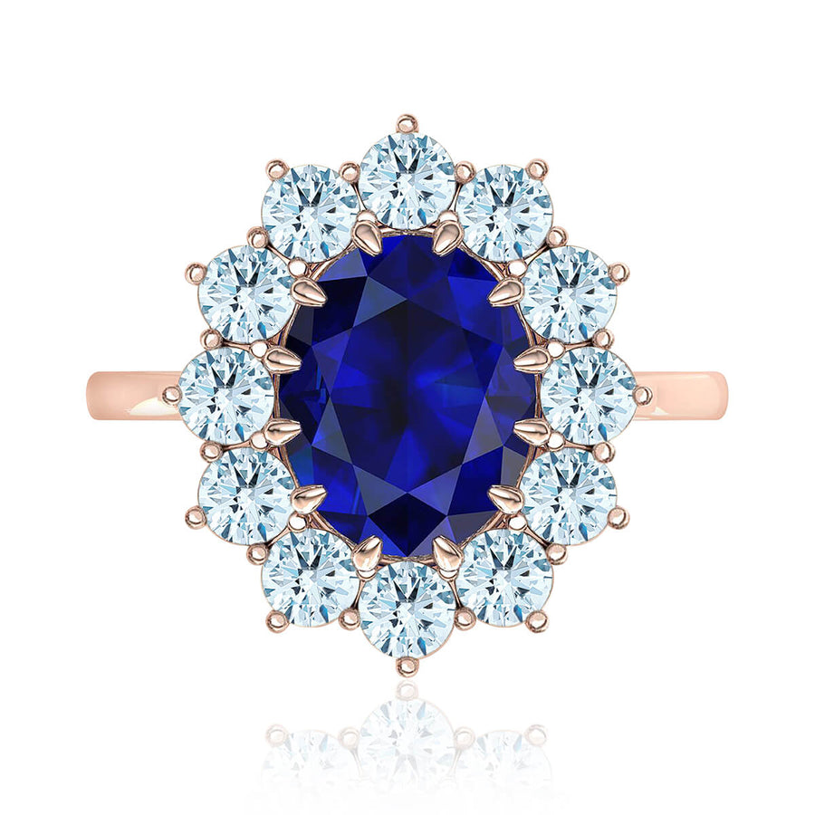 Princess Diana Inspired Oval Sapphire and Diamond Ring