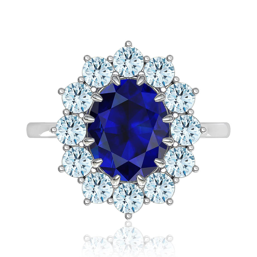 Princess Diana Inspired Oval Sapphire and Diamond Ring