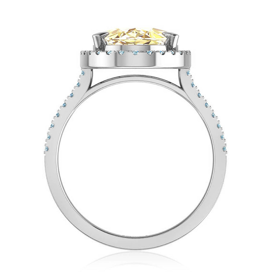Oval Yellow Diamond Halo Ring