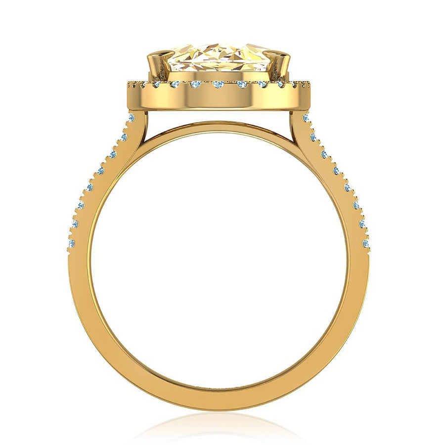 Oval Yellow Diamond Halo Ring