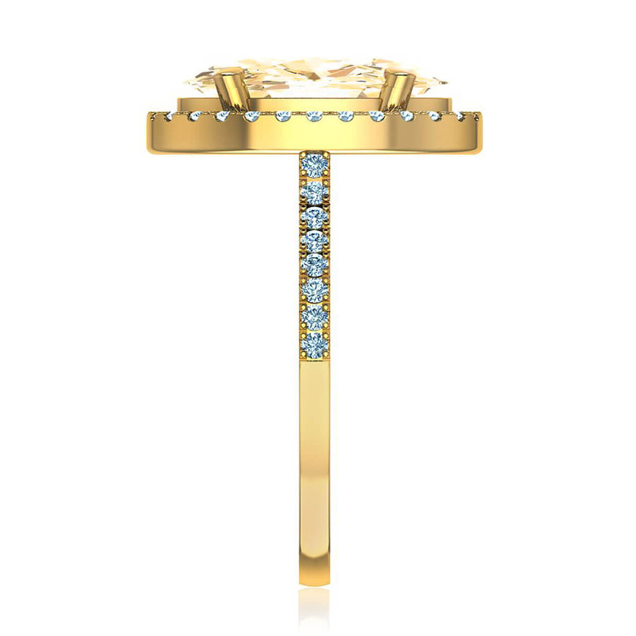 Oval Yellow Diamond Halo Ring