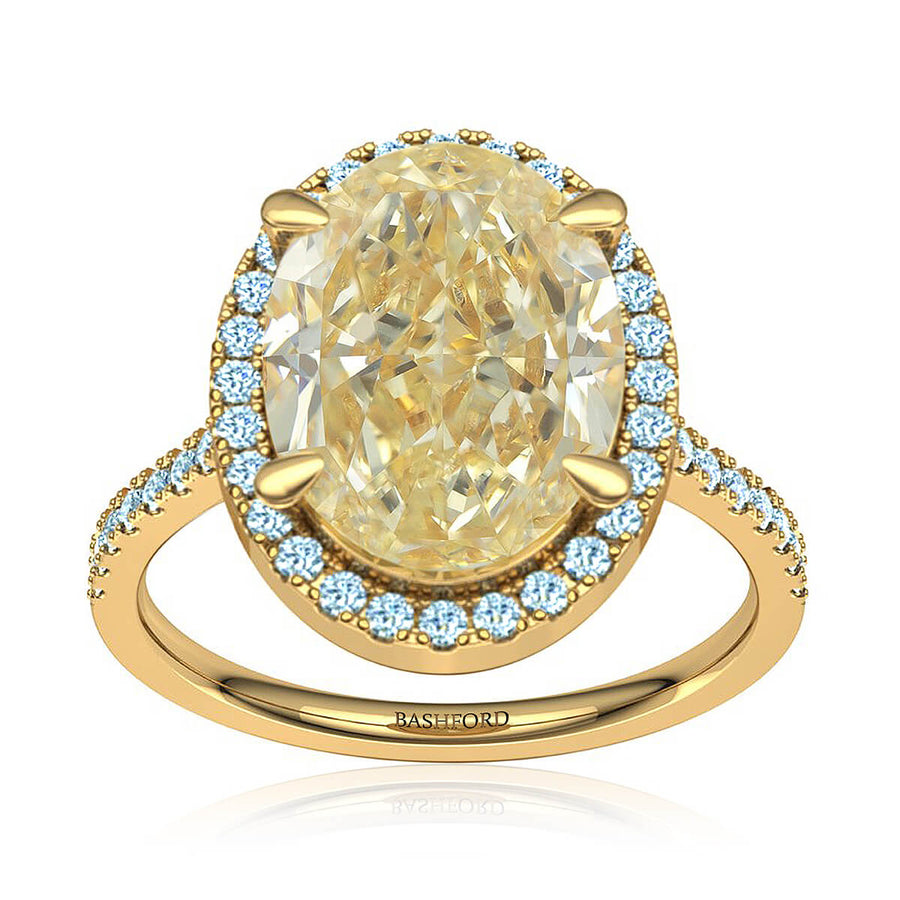 Oval Yellow Diamond Halo Ring