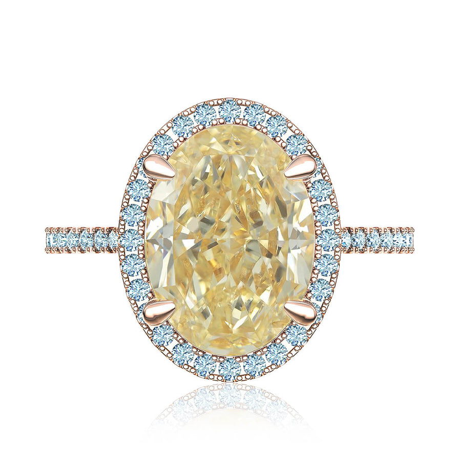 Oval Yellow Diamond Halo Ring