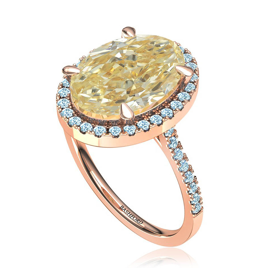 Oval Yellow Diamond Halo Ring