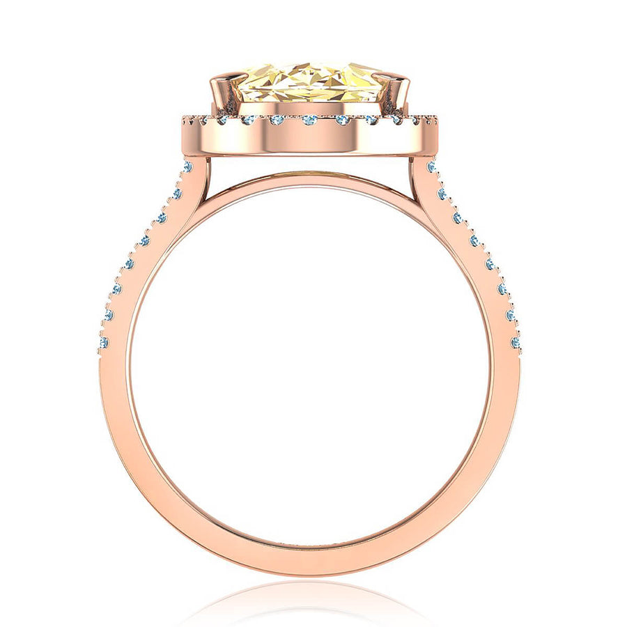 Oval Yellow Diamond Halo Ring