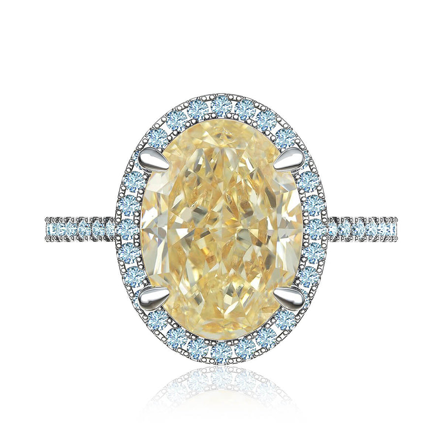 Oval Yellow Diamond Halo Ring