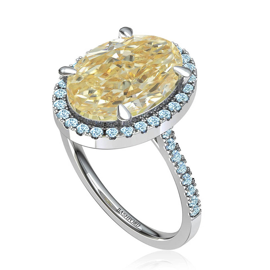 Oval Yellow Diamond Halo Ring