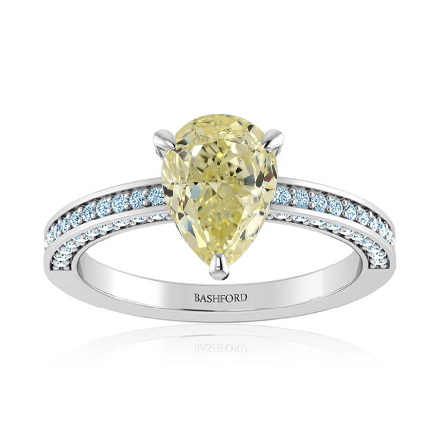 Pear Yellow Diamond Ring