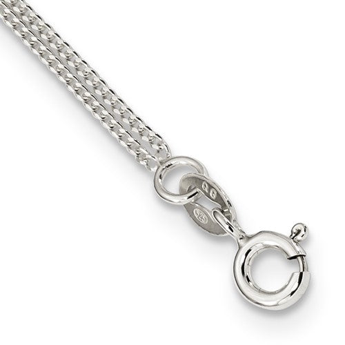 Sterling Silver Enameled Moon and Back 2-Strand Bar Necklace