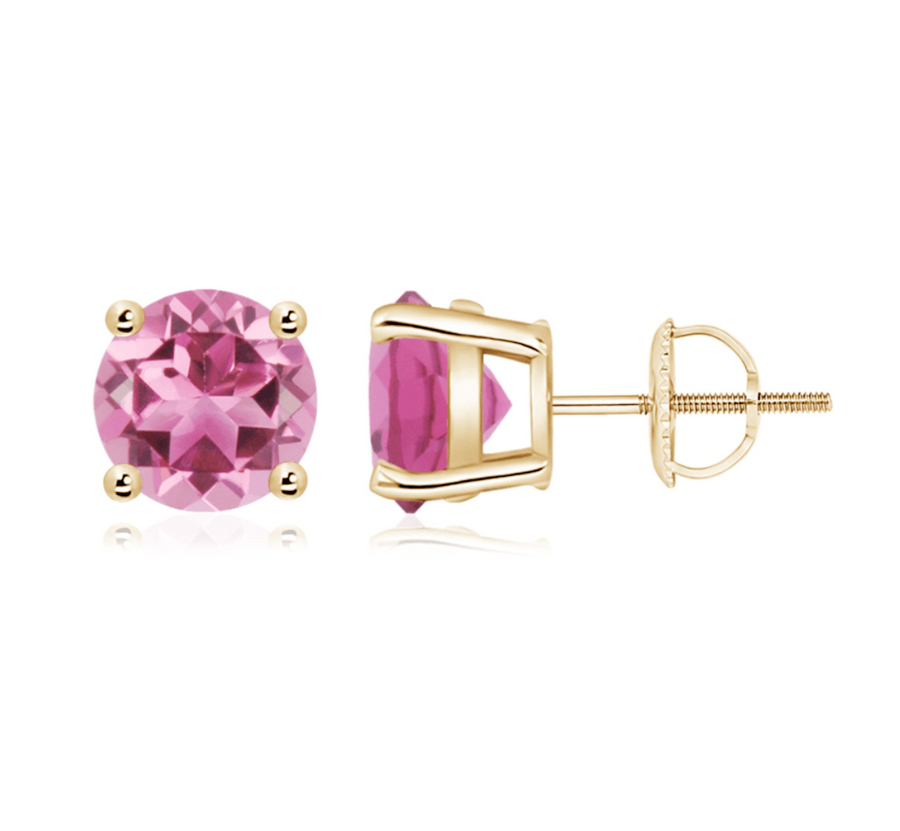 14k 8mm Pink Tourmaline Earring