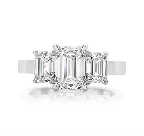 Emerald Cut Three Stone Ring
