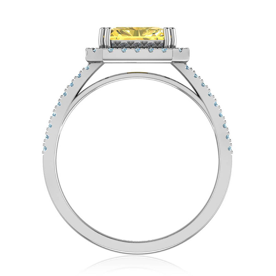Sunburst Yellow Diamond Halo Ring