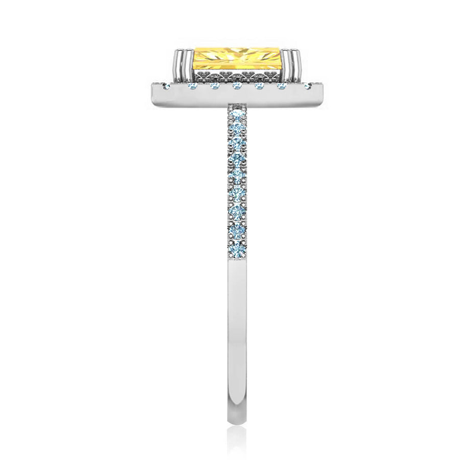 Sunburst Yellow Diamond Halo Ring