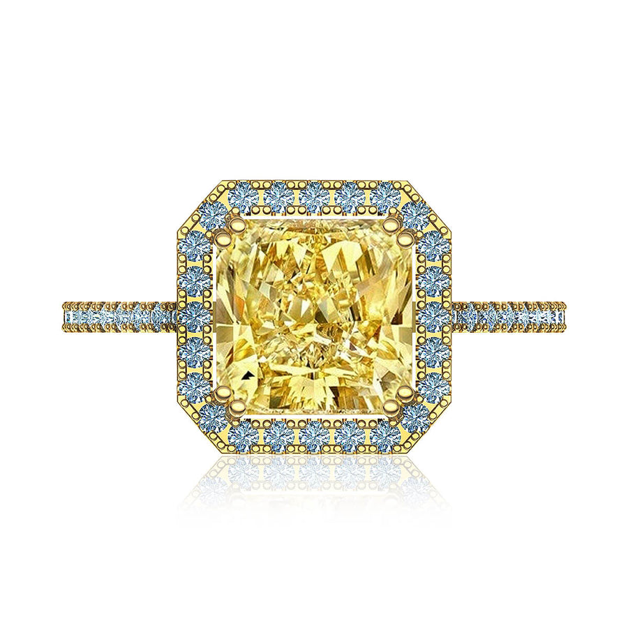 Sunburst Yellow Diamond Halo Ring