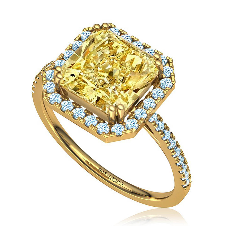 Sunburst Yellow Diamond Halo Ring
