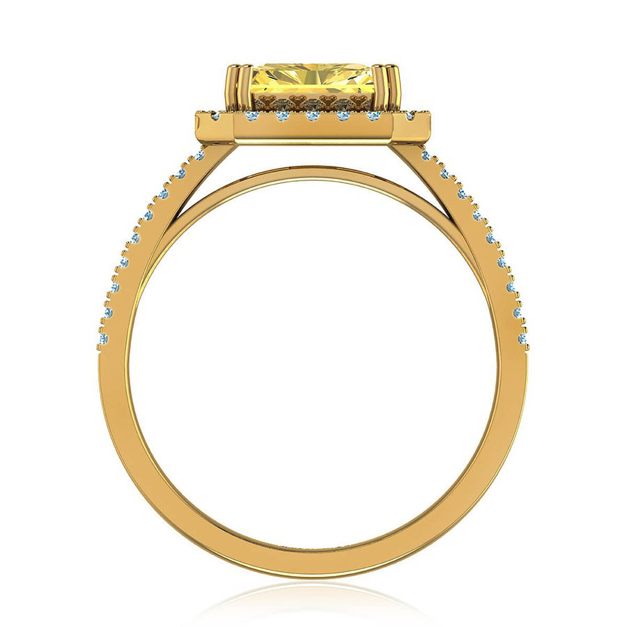 Sunburst Yellow Diamond Halo Ring