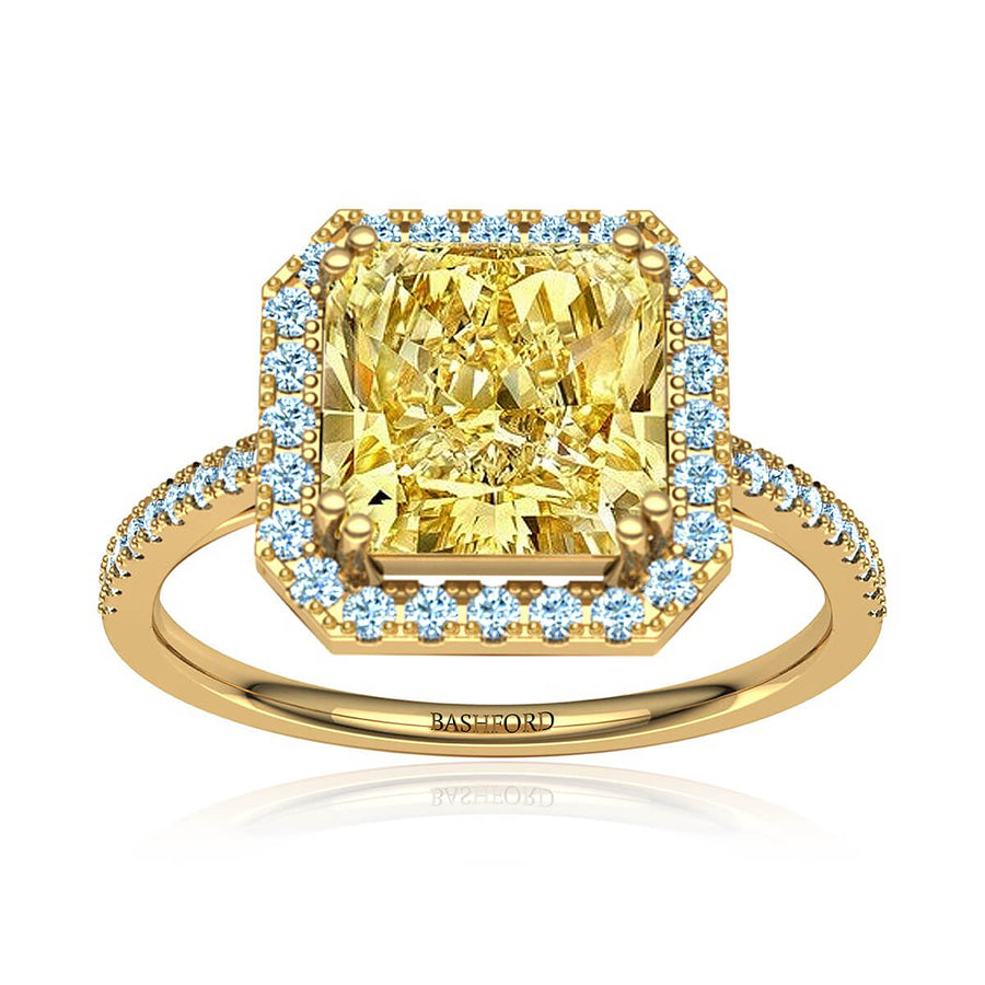 Sunburst Yellow Diamond Halo Ring