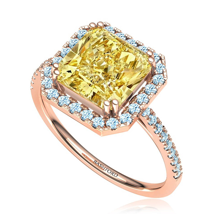 Sunburst Yellow Diamond Halo Ring