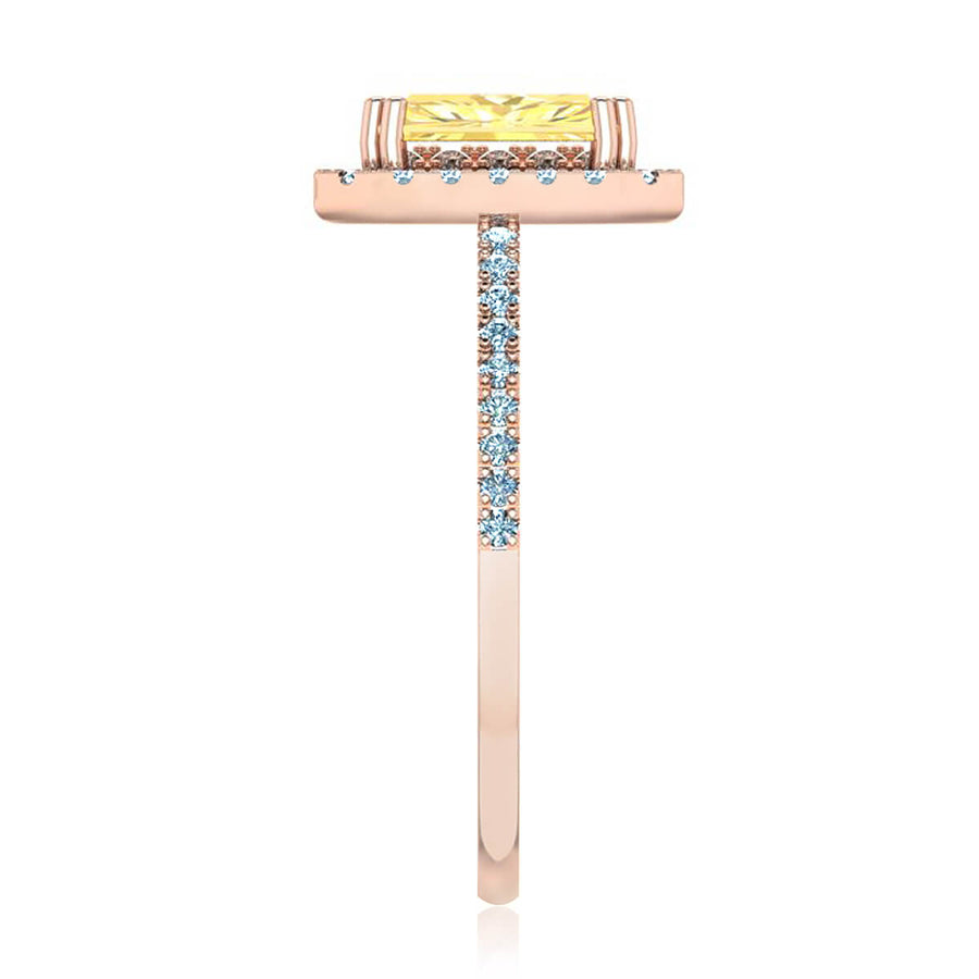 Sunburst Yellow Diamond Halo Ring