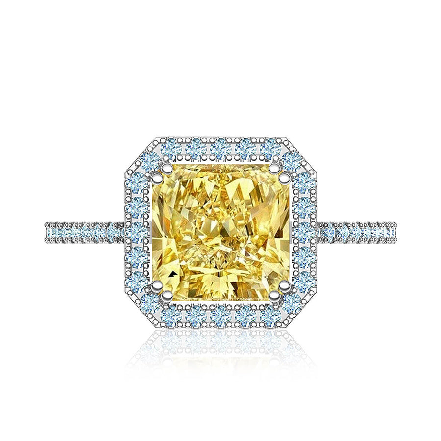 Sunburst Yellow Diamond Halo Ring