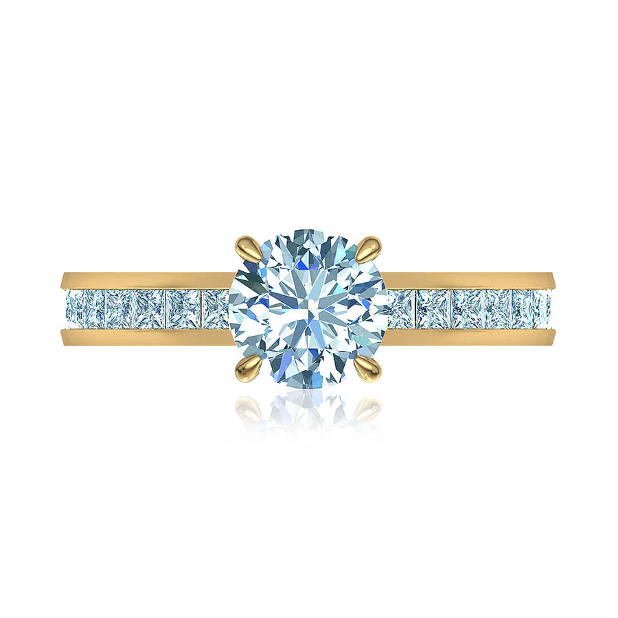 Channel Set Round Cut Diamond Engagement Ring