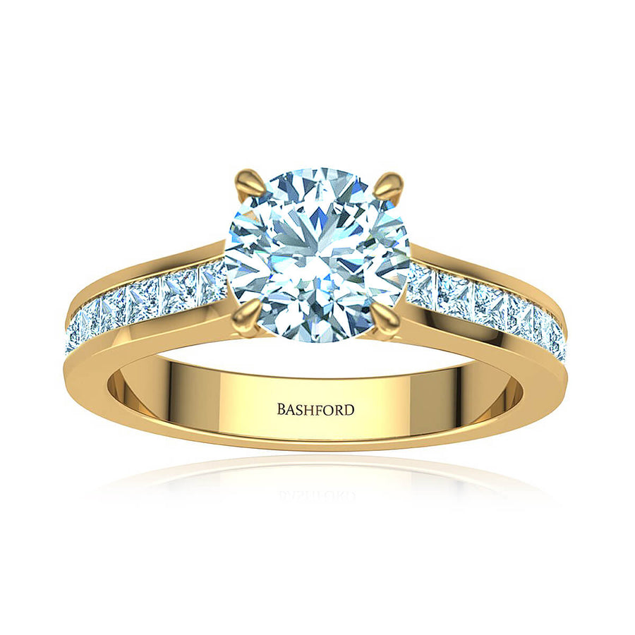 Channel Set Round Cut Diamond Engagement Ring