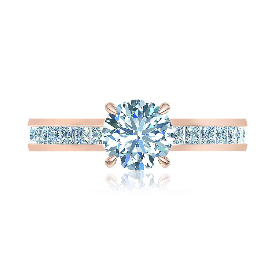 Channel Set Round Cut Diamond Engagement Ring