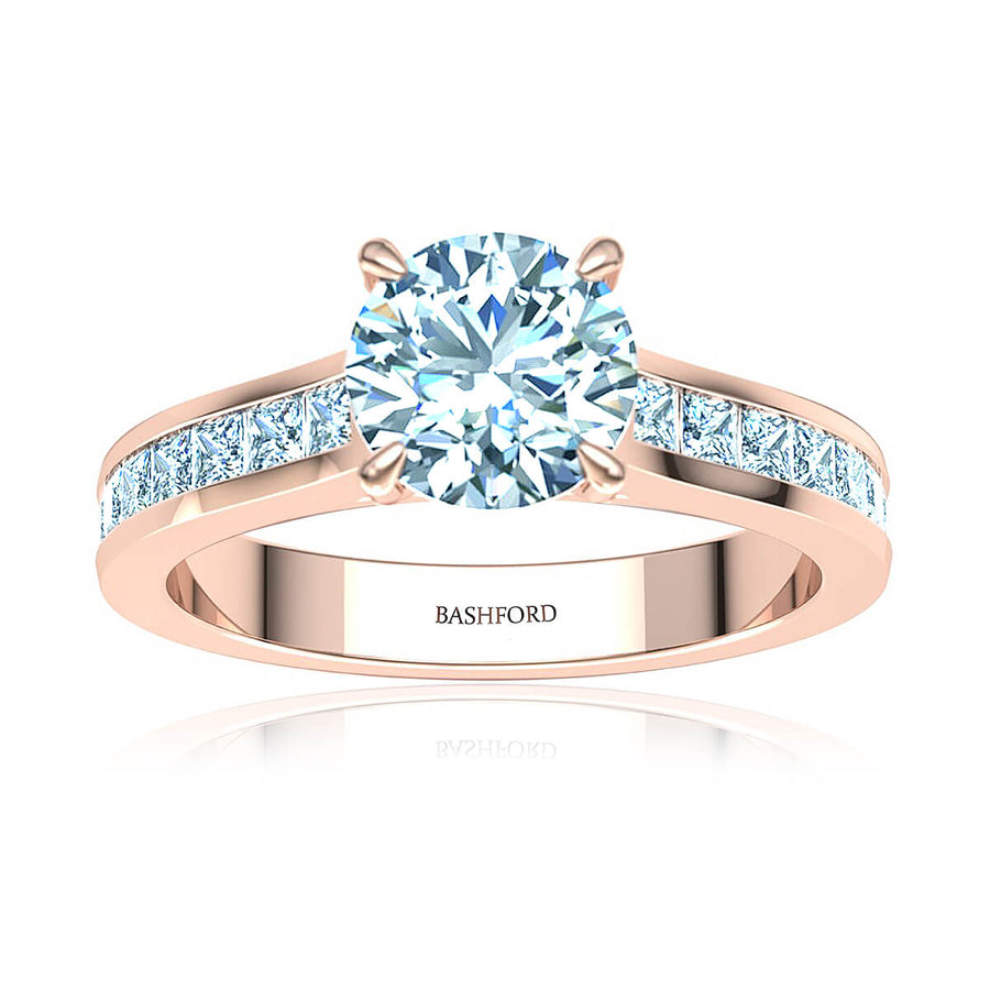 Channel Set Round Cut Diamond Engagement Ring