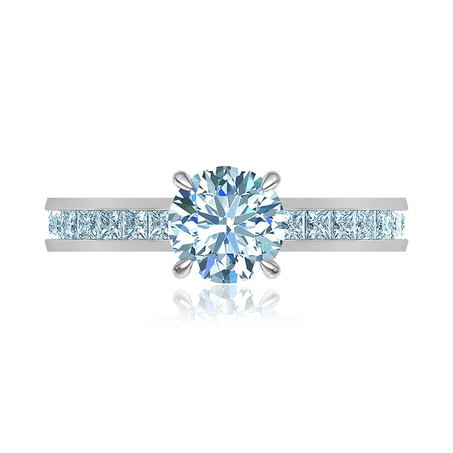 Channel Set Round Cut Diamond Engagement Ring