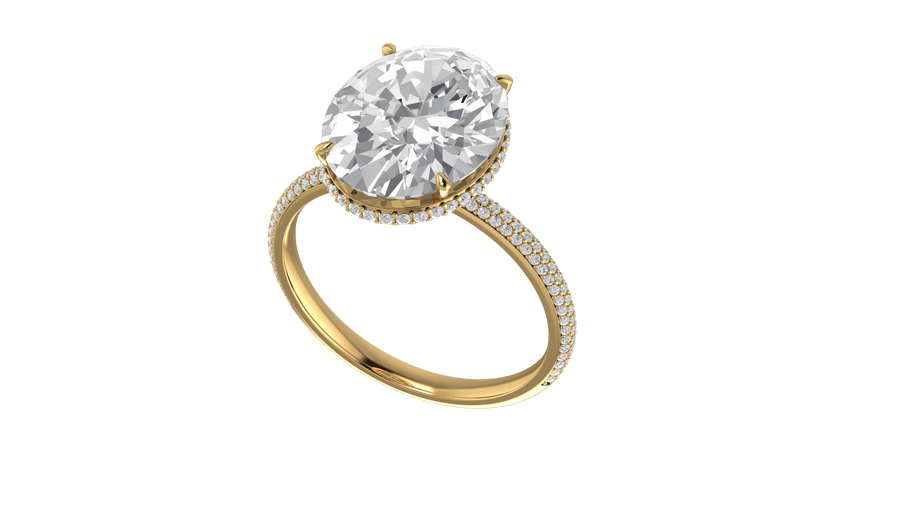 1.5ct Oval Three Row Micropavé Engagement Ring