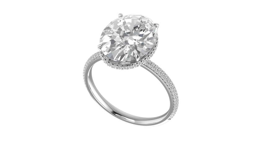 1.5ct Oval Three Row Micropavé Engagement Ring