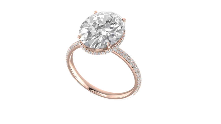 1.5ct Oval Three Row Micropavé Engagement Ring