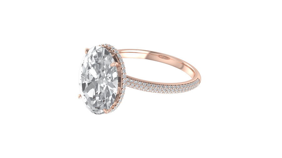 1.5ct Oval Three Row Micropavé Engagement Ring