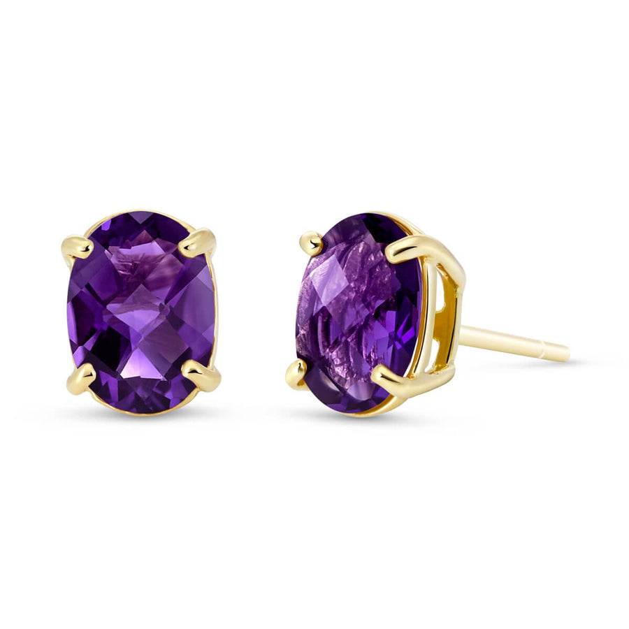 14K Oval Amethyst Stud Earrings