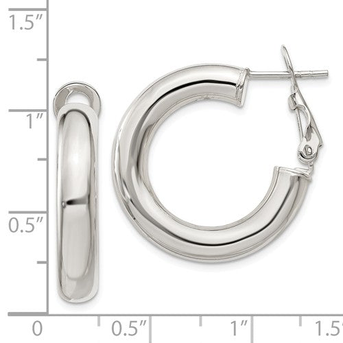 Sterling Silver Omega Back Hoop Earrings