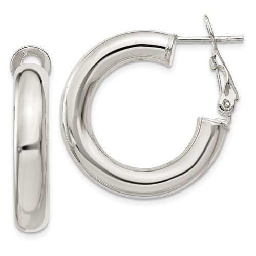 Sterling Silver Omega Back Hoop Earrings