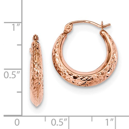 14K Rose Gold Textured Hoop Earrings