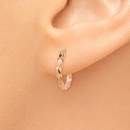 14k Rose Gold Twisted Hoop Earrings