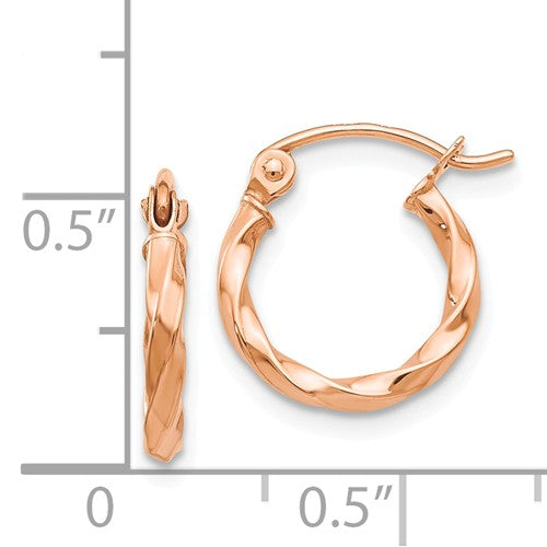 14k Rose Gold Twisted Hoop Earrings