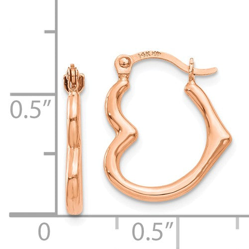 I Heart You 14K Rose Gold Hoop Earrings