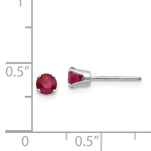 14k White Gold 4mm Ruby Stud Earrings
