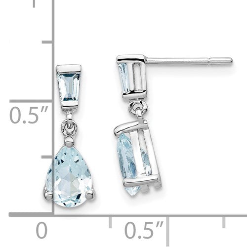 14K Aquamarine Dangle Earrings