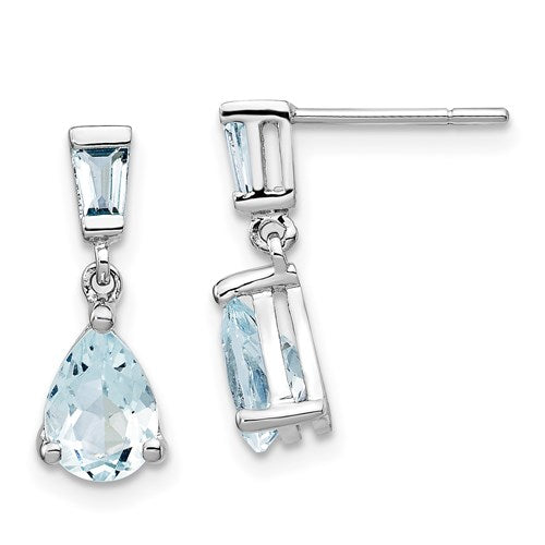 14K Aquamarine Dangle Earrings