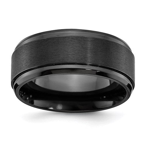 Black Zirconium Polished With Brushed Center Beveled Edge 9mm Band